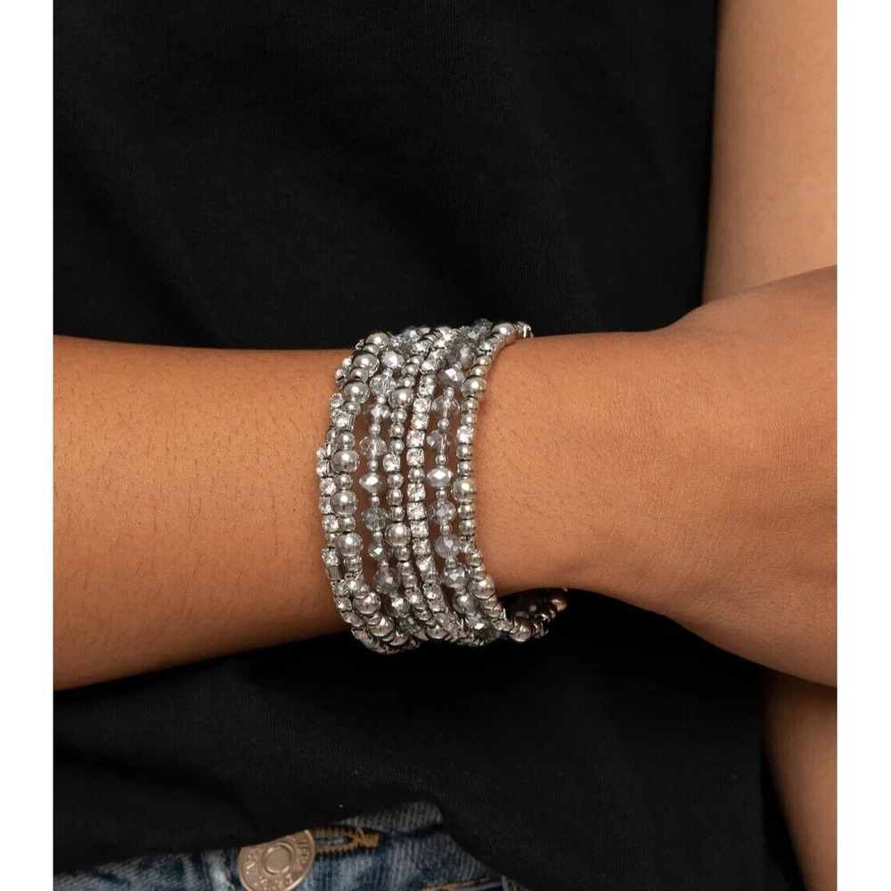 Limited edition NEW ICE KNOWING‎ YOU COIL silver BRACELET Paparazzi Jewelry
